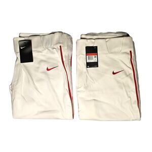 (2) Nike Team Mens Large Baseball Pants White With Red Logo/Stripe Set of 2 NWT